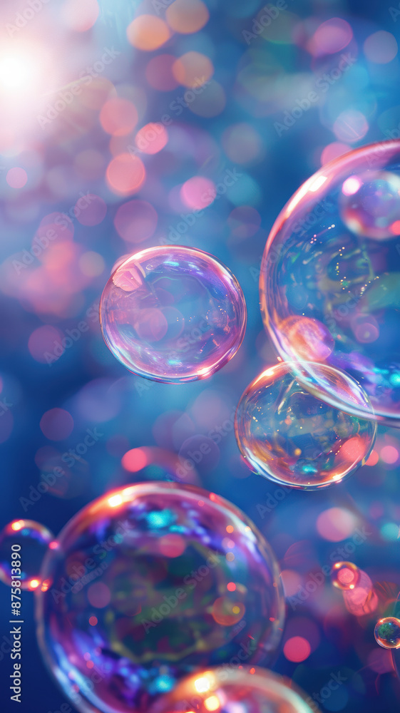 Pastel Blue Background with Soap Bubbles Pastel Blue Background with Soap Bubbles