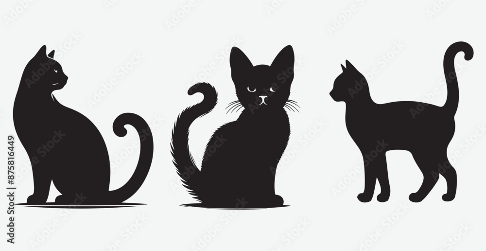 Cat silhouette isolated vector head tail full elegant new best cute sit design illustration animal pet collection full body head black and white download Cat silhouette isolated vector head tail full elegant new best cute sit design illustration animal pet collection full body head black and white download