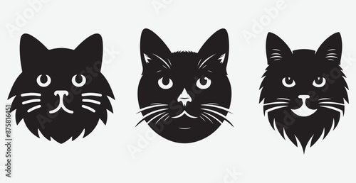 Cat silhouette isolated vector head tail full elegant new best cute sit design illustration animal pet collection full body head black and white download