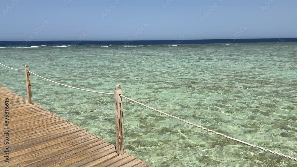 wooden bridge over the red sea, in Egypt, 4k wooden bridge over the red sea, in Egypt, 4k