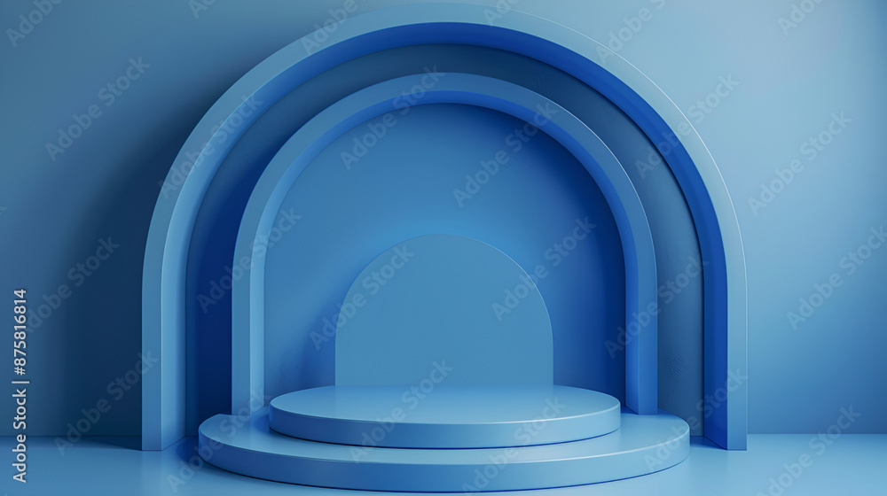 One layer big size blue pastel round pedestal podium or stage and blue rings background, Water ocean sea concept, Place goods, cosmetic, cartoon model, fashion ,food, drink ,3D illustration One layer big size blue pastel round pedestal podium or stage and blue rings background, Water ocean sea concept, Place goods, cosmetic, cartoon model, fashion ,food, drink ,3D illustration