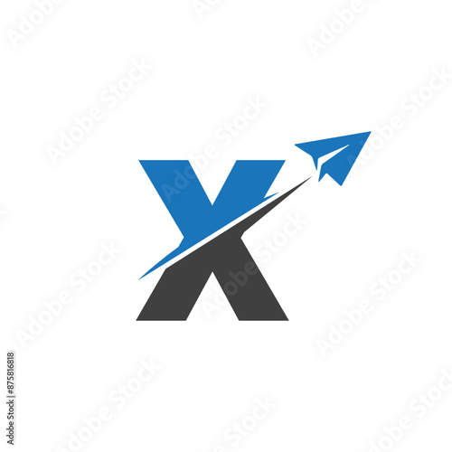Letter X Air Travel Logo vector icon Design with plane graphic element, symbol, sign for travel agency logo design. airline logo illustration