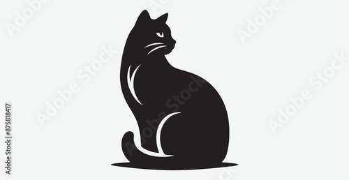 Cat silhouette isolated vector head tail full elegant new best cute sit design illustration animal pet collection full body head black and white download