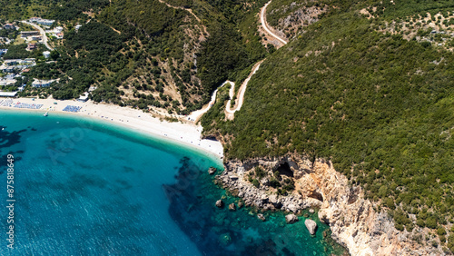 Fototapeta Naklejka Na Ścianę i Meble -  Aerial landscapes of hidden beach in Parga, Greece
