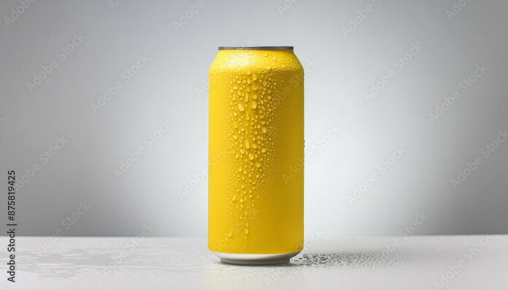 Soda or Energy Drink Can Mockup - Yellow Can Template - Aluminium Tin Drinking Can for Logo Placement - Design Template for Beverage - Beer Can Packaging with Drops and Effects Soda or Energy Drink Can Mockup - Yellow Can Template - Aluminium Tin Drinking Can for Logo Placement - Design Template for Beverage - Beer Can Packaging with Drops and Effects