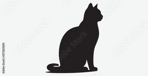 Cat silhouette isolated vector head tail full elegant new best cute sit design illustration animal pet collection full body head black and white download