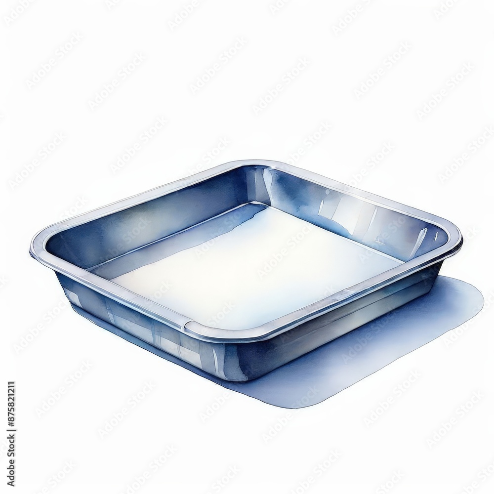 Watercolor Painting of a Metal Baking Dish. Watercolor Painting of a Metal Baking Dish.