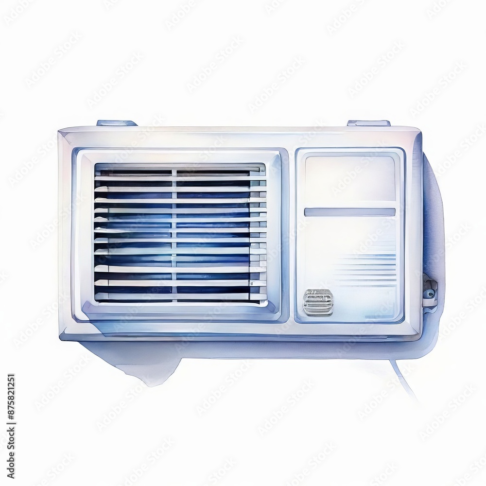 Window Air Conditioner Watercolor Illustration. Window Air Conditioner Watercolor Illustration.