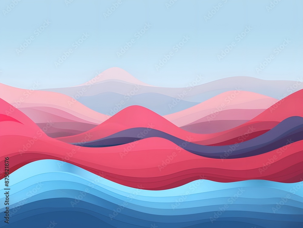 Abstract landscape with colorful, wavy hills and a blue sky. Perfect for backgrounds, website design or social media. Abstract landscape with colorful, wavy hills and a blue sky. Perfect for backgrounds, website design or social media.