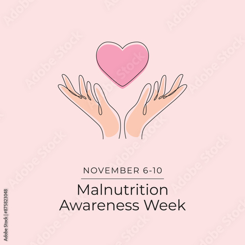 Malnutrition Awareness Week. Line art design. Good for celebration template usage. Continuous line. eps 10.