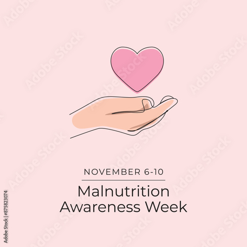 Malnutrition Awareness Week. Line art design. Good for celebration template usage. Continuous line. eps 10.