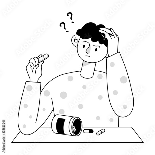 Doodle mini illustration showing person forgetting medicine 

