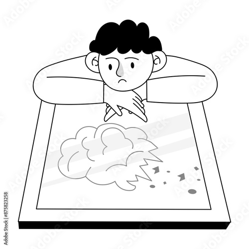 Character based doodle mini illustration of forgetfulness 

