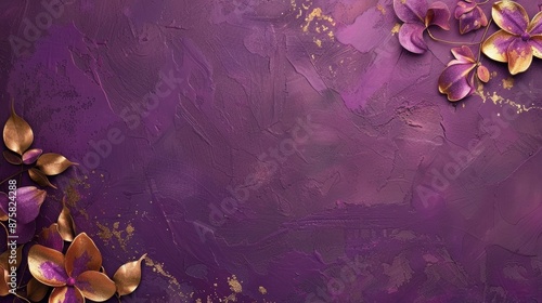 Purple and Gold Flowers on Purple Background