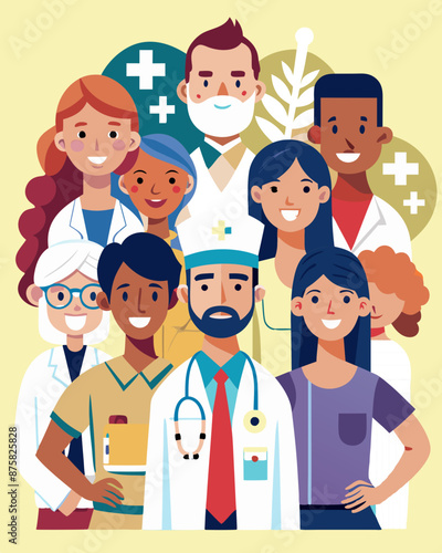 Medical team vector, including doctors and nurses.