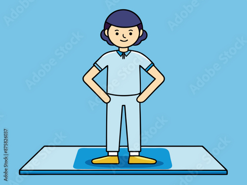 Cropped image of a person standing on a massage mat