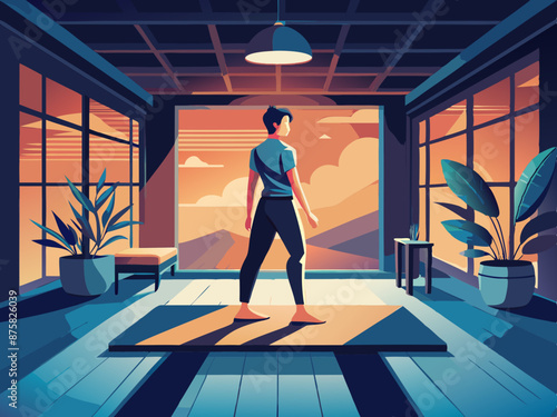 Crop person standing on massage mat