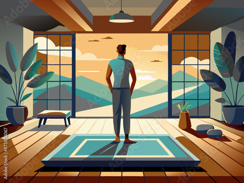 Close-up of someone standing on a massage mat