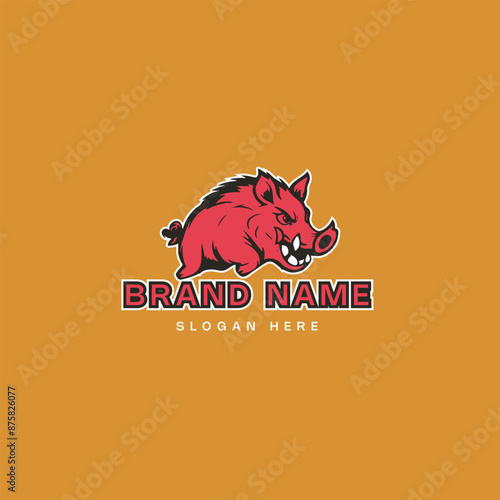 boar logo,pig logo hipster vector icon illustration design template line art style