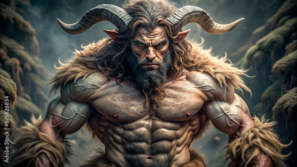 A detailed, up-close shot of a mythical satyr's hairy legs, complete with curly fur, culminating in sharp, cloven goat hooves. A detailed, up-close shot of a mythical satyr's hairy legs, complete with curly fur, culminating in sharp, cloven goat hooves.
