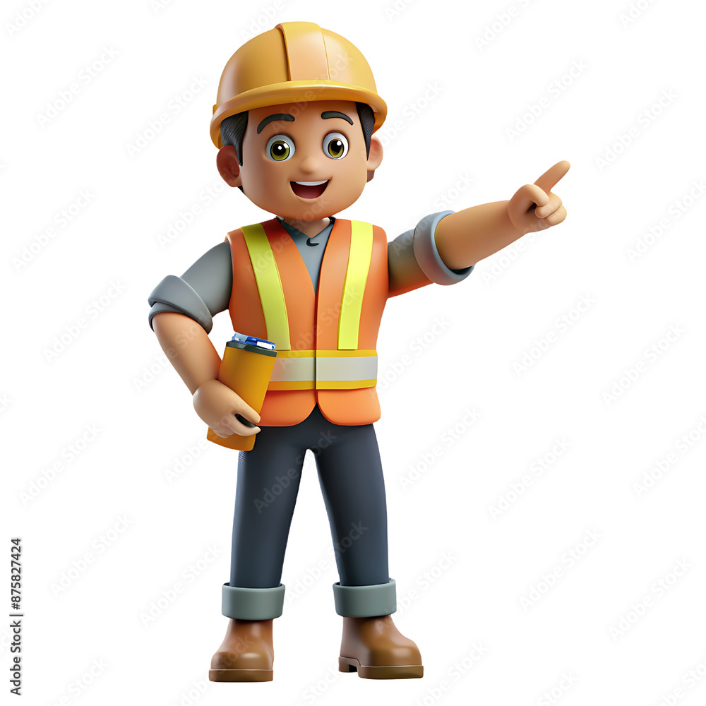 3d illustration of A character in a construction worker's vest, pointing his finger
3d illustration of A character in a construction worker's vest, pointing his finger