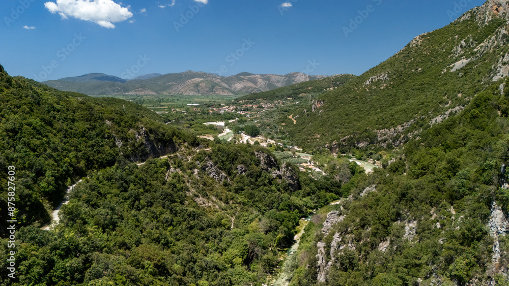 River on Parga island, Greece seen from drone River on Parga island, Greece seen from drone