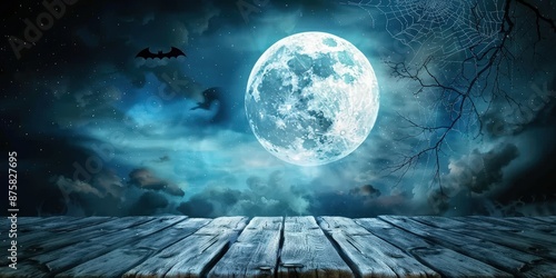 Spooky Halloween Night with Full Moon