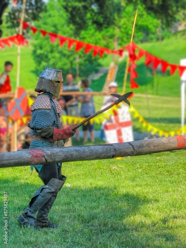 Medieval Knight in Combat Reenactment Event