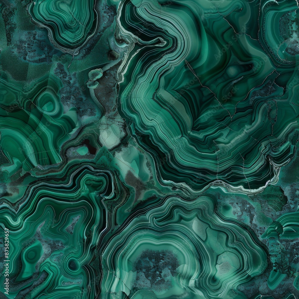Obraz premium Malachite Seamless Pattern, Naturel Emerald Marble Texture Background, Green Agate Stone Tile