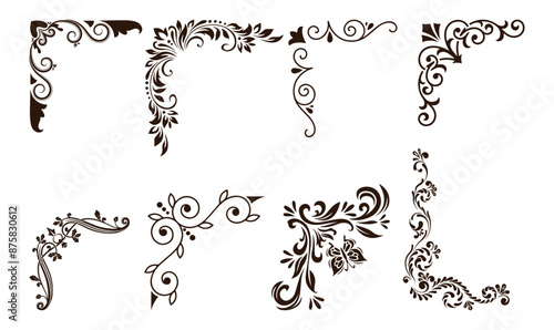 Corner vector icon set. frame illustration sign collection. vintage symbol. border logo.