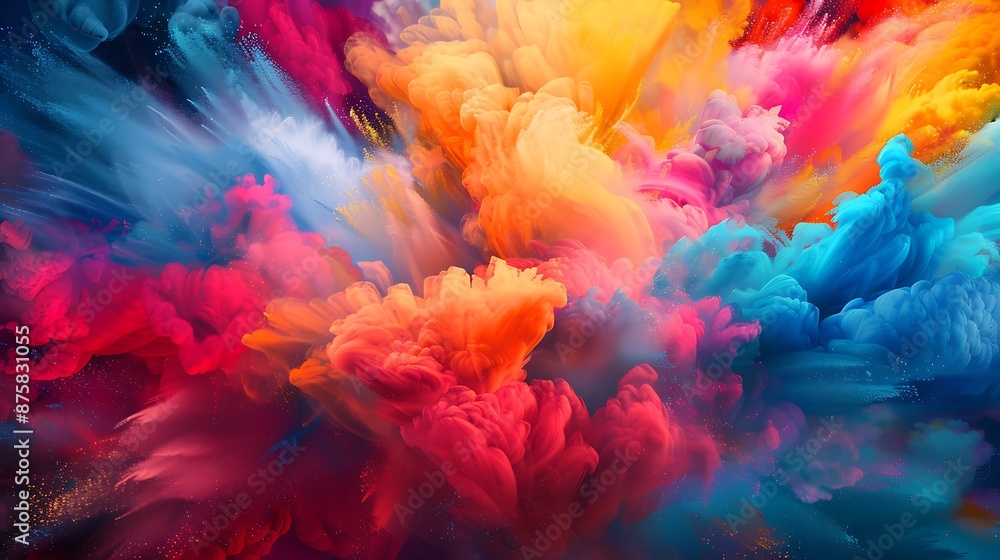 Fototapeta premium Dynamic Paint Explosion - Abstract Colorful Background with Vibrant Energies