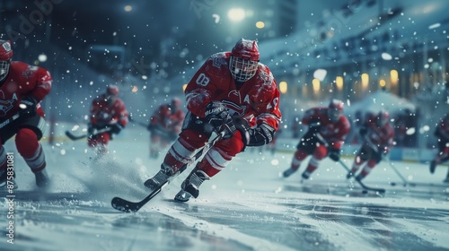 Wallpaper Mural Vibrant 3D illustration of hockey game with dynamic action. Torontodigital.ca