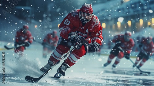 Wallpaper Mural Vibrant 3D illustration of hockey game with dynamic action. Torontodigital.ca