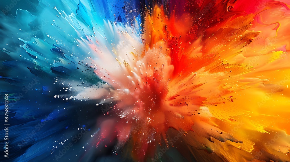 Vivid Paint Explosion: Energetic Abstract Art Desktop Wallpaper Vivid Paint Explosion: Energetic Abstract Art Desktop Wallpaper