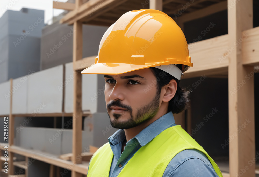 Man wearing a construction hat Man wearing a construction hat