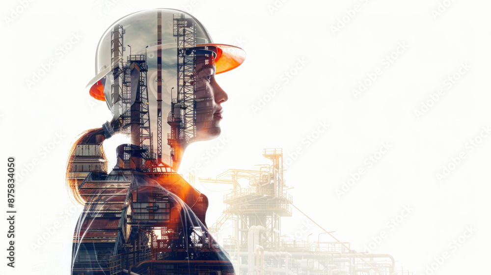 Portrait of a construction worker man with safety helmet letting see city buildings under construction. Transparent background or PNG file. Portrait of a construction worker man with safety helmet letting see city buildings under construction. Transparent background or PNG file.