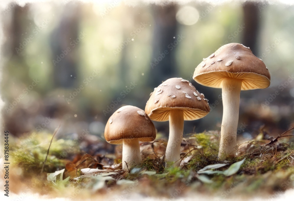 Fototapeta premium boletus olated mushrooms edible forest wild watercolor white set autumn mushroom illustration background