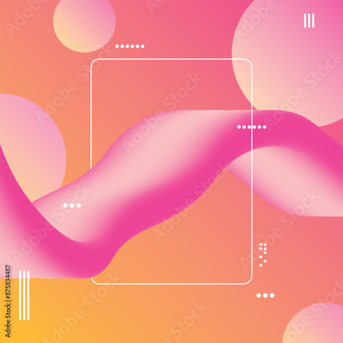 Abstract Pink and Orange Gradient Background with Fluid Shapes
