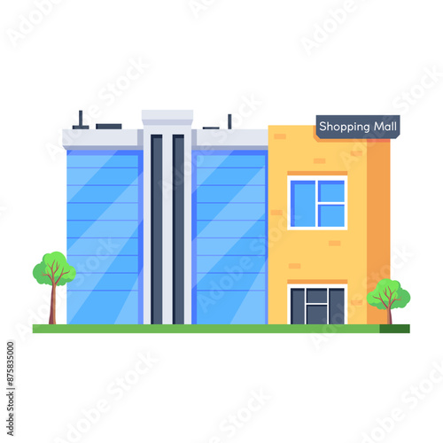Editable isometric icon of a shopping mall 

