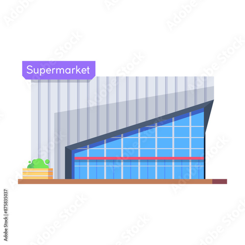 Easy to edit isometric icon of supermarket building 

