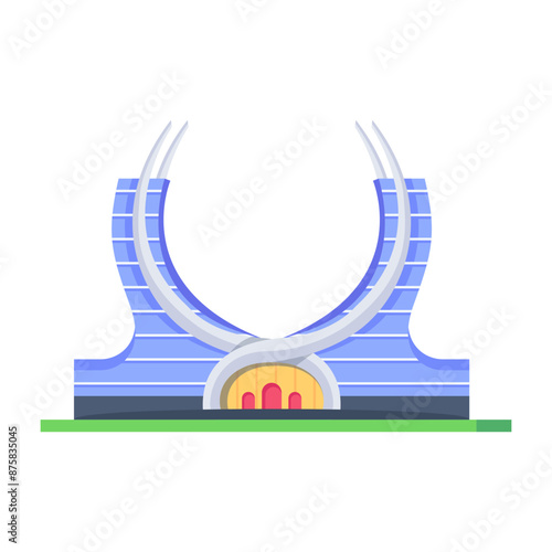 Editable isometric icon of modern mall building 

