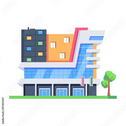 Download this isometric icon of shopping precinct

