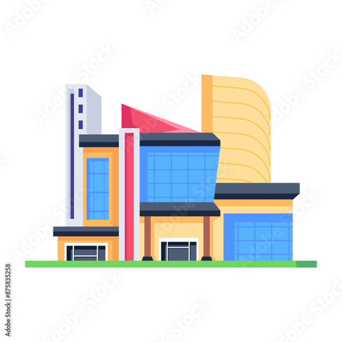 Trendy isometric icon of a shopping complex 