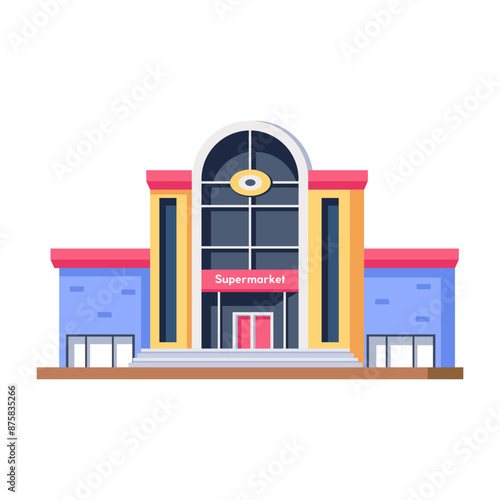 mall, mart, plaza, supermarket, superstore, building, architecture, property, isometric, icon, vector

