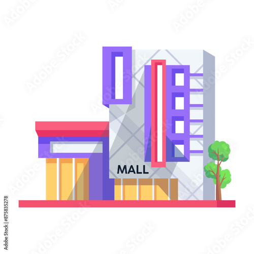 Handy isometric icon of mall building 

