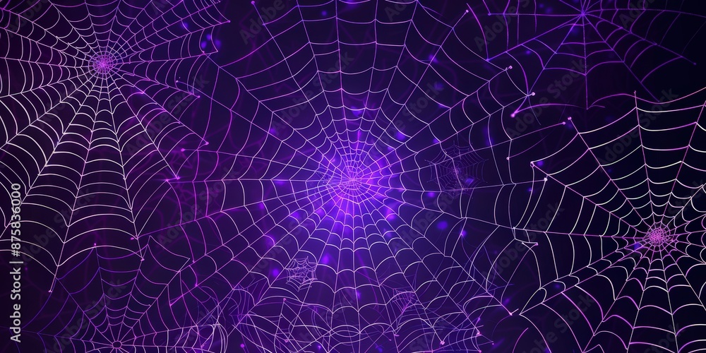 Fototapeta premium Purple Spider Webs with Glowing Spots