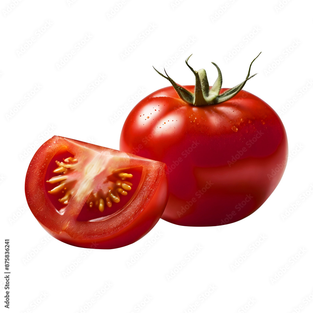 Fresh red tomato isolated on transparent background, fresh vegetable Fresh red tomato isolated on transparent background, fresh vegetable