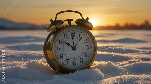 alarm clock in snow