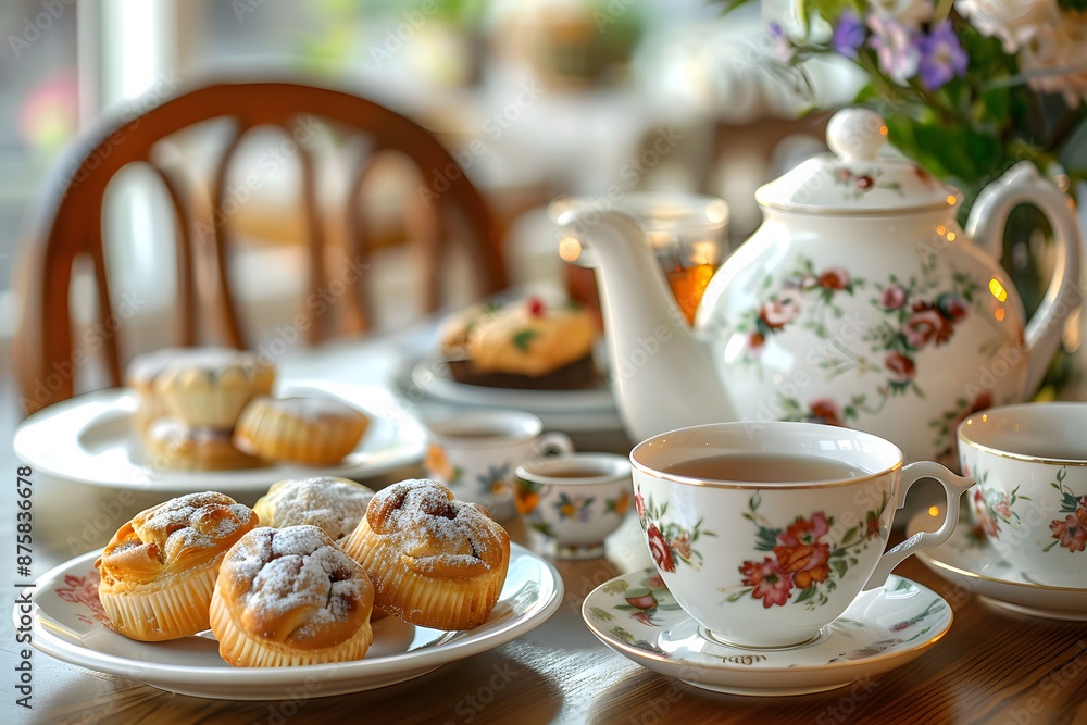 Relaxing Tea Time with Loose Leaf Tea and Pastries Relaxing Tea Time with Loose Leaf Tea and Pastries