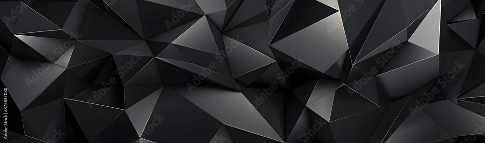 Fototapeta premium Abstract black low poly background with geometric shapes and forms, monochrome wallpaper